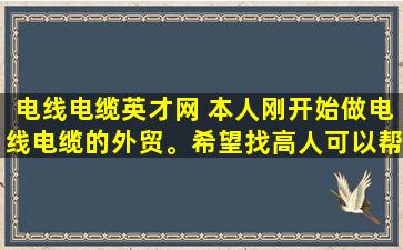 电线电缆英才网 本人刚开始做电线电缆的外贸。希望找高人可以帮帮我